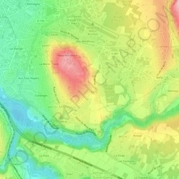 Carte topographique Corly, altitude, relief