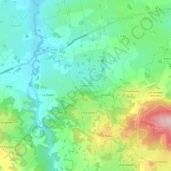 Carte topographique La Valette, altitude, relief