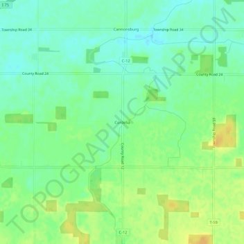 Carte topographique Cordelia, altitude, relief