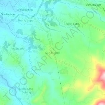 Carte topographique San Miguel, altitude, relief