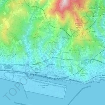 Carte topographique Collegio, altitude, relief