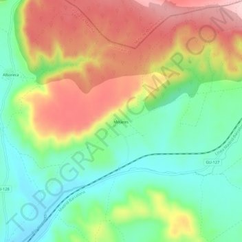 Carte topographique Mojares, altitude, relief