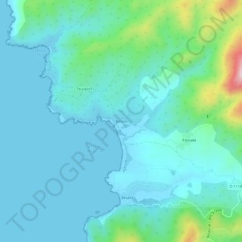 Carte topographique Bausa, altitude, relief