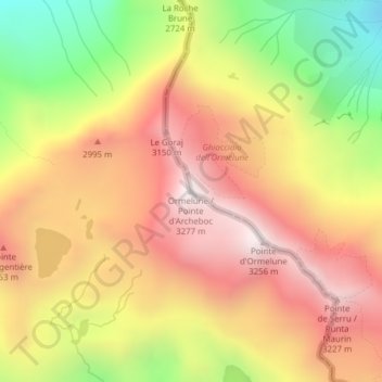Carte topographique Pointe d'Archeboc, altitude, relief