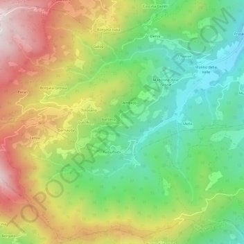 Carte topographique Magno, altitude, relief