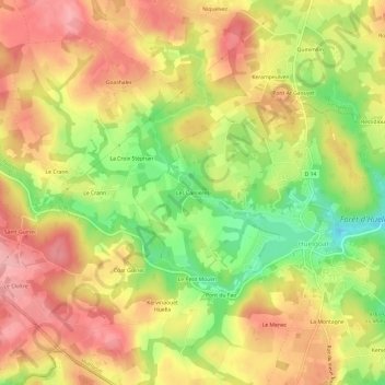 Carte topographique Les Carrières, altitude, relief