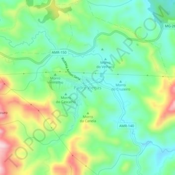 Carte topographique Padre Viegas, altitude, relief