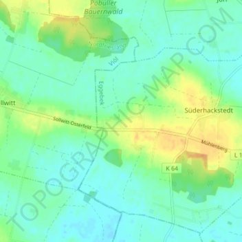 Carte topographique Koxbüll, altitude, relief