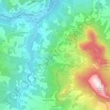 Carte topographique La Scola, altitude, relief