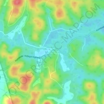 Carte topographique Muthanga, altitude, relief