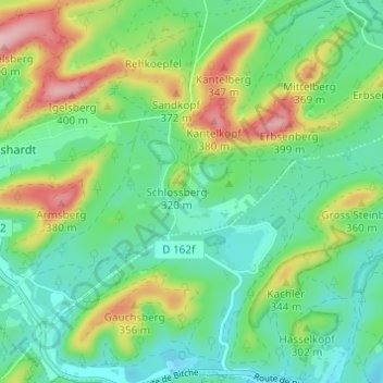Carte topographique Waldeck, altitude, relief