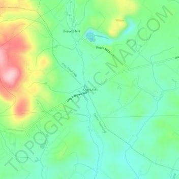 Carte topographique Oley Line, altitude, relief