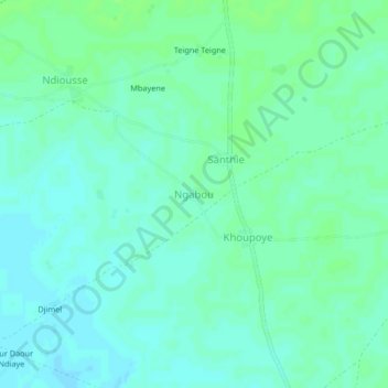 Carte topographique Ngabou, altitude, relief