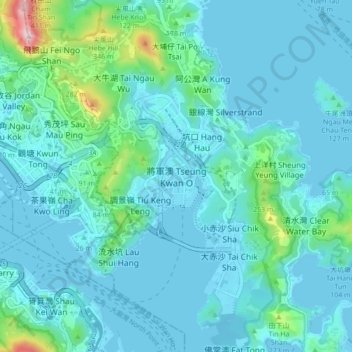 Carte topographique 將軍澳 Tseung Kwan O, altitude, relief