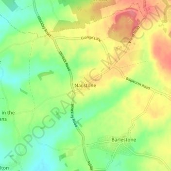 Carte topographique Nailstone, altitude, relief