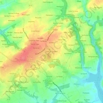 Carte topographique Stang ar Goulinet, altitude, relief
