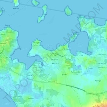 Carte topographique Kerassel, altitude, relief