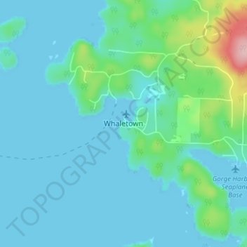 Carte topographique Whaletown, altitude, relief