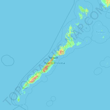 Carte topographique Palawan, altitude, relief