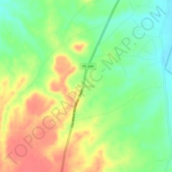 Carte topographique Anchoto, altitude, relief