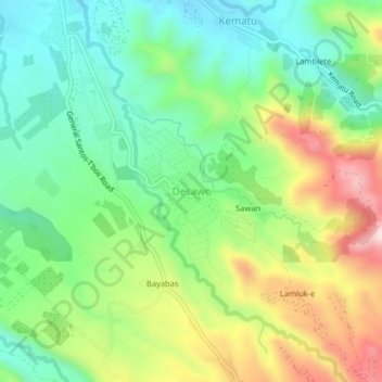 Carte topographique Desawo, altitude, relief