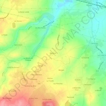 Carte topographique Beussuet, altitude, relief