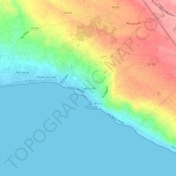Carte topographique Torre Vado, altitude, relief