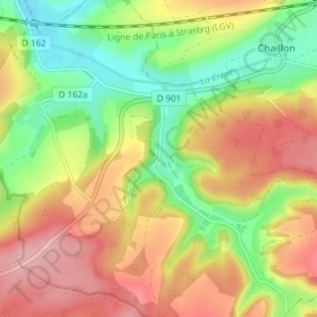 Carte topographique Varvinay, altitude, relief