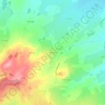 Carte topographique Puyravaux, altitude, relief
