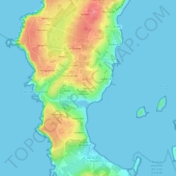 Carte topographique Kerincuff, altitude, relief