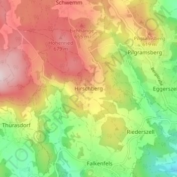 Carte topographique Hirschberg, altitude, relief