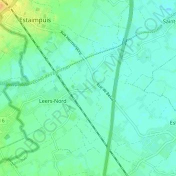 Carte topographique Belva, altitude, relief