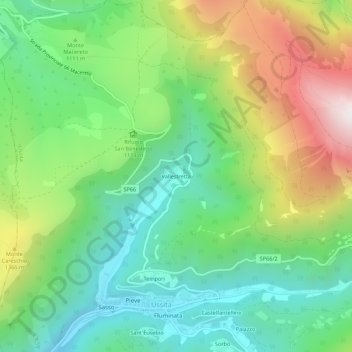 Carte topographique Vallestretta, altitude, relief