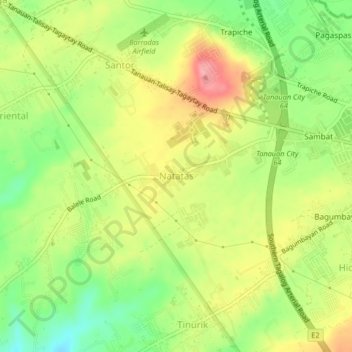 Carte topographique Natatas, altitude, relief