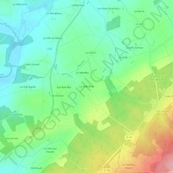 Carte topographique La Ville Zine, altitude, relief