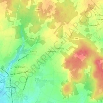 Carte topographique Les Benons, altitude, relief