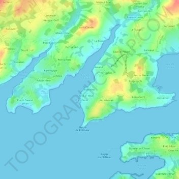 Carte topographique Rostiviec, altitude, relief