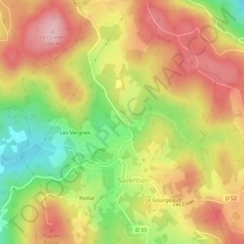 Carte topographique Le Bois du Cher, altitude, relief