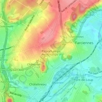 Carte topographique Pironchamps, altitude, relief