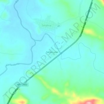 Carte topographique Santa Lucia, altitude, relief