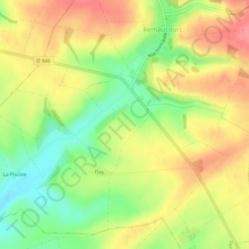Carte topographique Le Mont de Flay, altitude, relief
