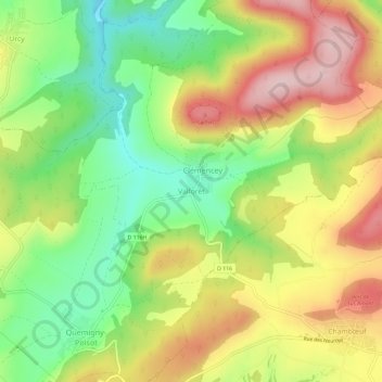Carte topographique Valforêt, altitude, relief