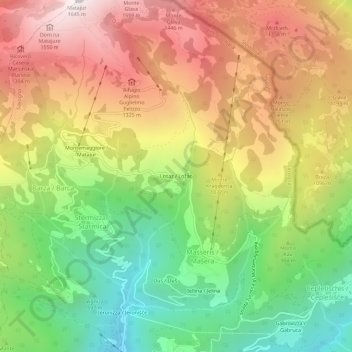 Carte topographique Losaz / Ložac, altitude, relief
