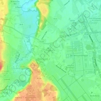 Carte topographique Beroux, altitude, relief