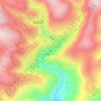 Carte topographique Wadi Shuʿeib, altitude, relief