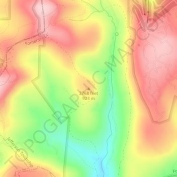 Carte topographique 2768 feet, altitude, relief