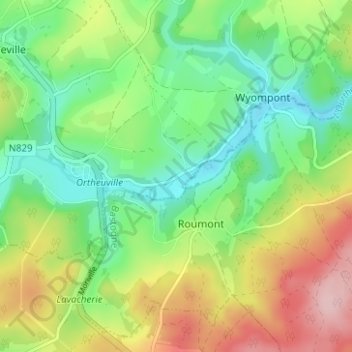 Carte topographique Berguème, altitude, relief