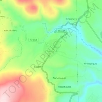 Carte topographique Chanquil, altitude, relief