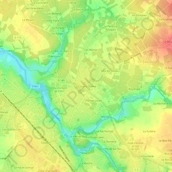 Carte topographique Le Grand Champ, altitude, relief