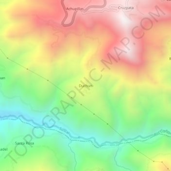 Carte topographique Duchun, altitude, relief